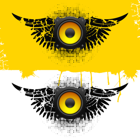 Party design element with speakers . Vector illustrationのイラスト素材