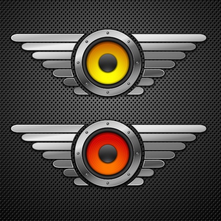 Party design element with speakers . Vector illustrationのイラスト素材