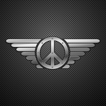 Abstract metal background with pacific and wings. のイラスト素材