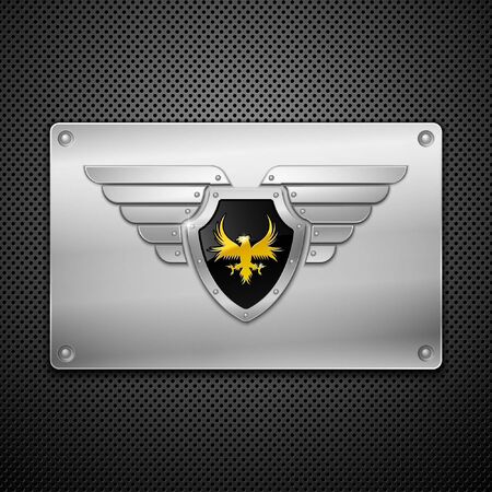 Shield with eagle and wings. Vector illustration.のイラスト素材