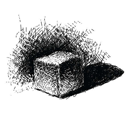 Hand drawn doodle cube. Vector illustration.のイラスト素材