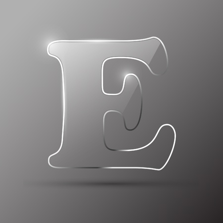 Glass letter E. Vector illustration.のイラスト素材