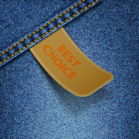 Realistic denim background with sticker. のイラスト素材
