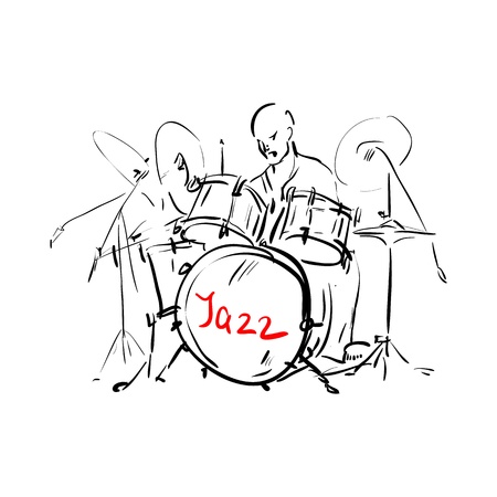 Sketch. Drummer. Vector illustration. のイラスト素材