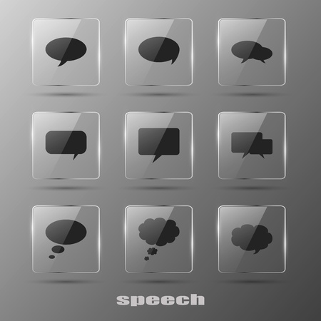 Realistic glass speech bubbles icons のイラスト素材