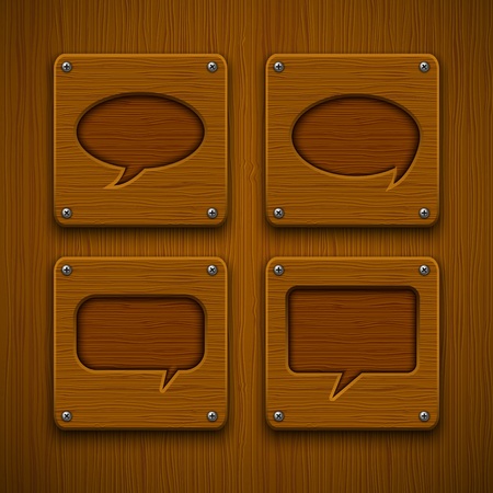 Set of realistic wooden speech bubbles  のイラスト素材