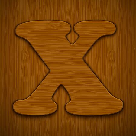 Letter  X   Wooden alphabet  Vector illustration のイラスト素材