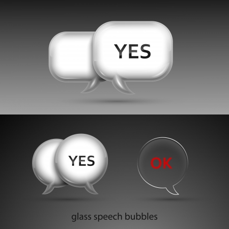 Set of realistic glass speech bubbles  Vector illustration のイラスト素材