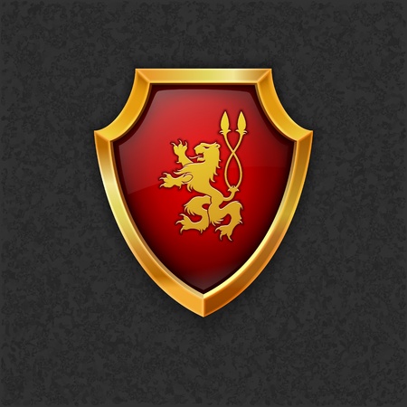 Shield with lion Vector eps10のイラスト素材