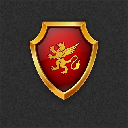 Shield with lion Vector eps10のイラスト素材