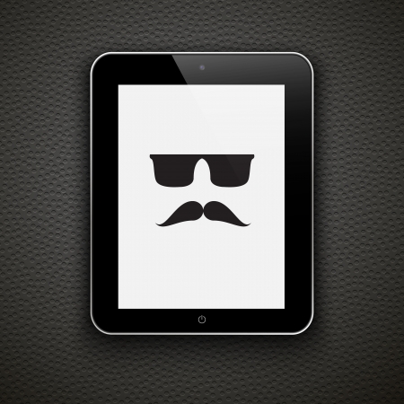 Abstract background with mustache and tablet pc のイラスト素材