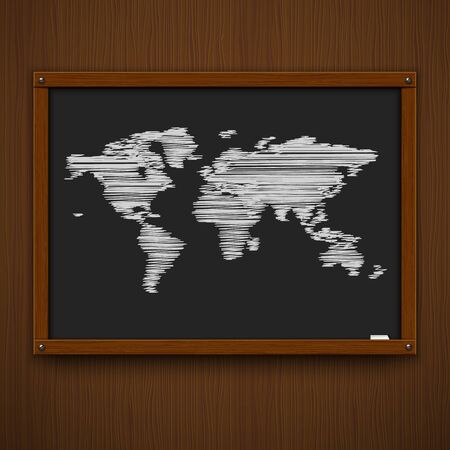 Wooden framework with world map  Vector illustration のイラスト素材