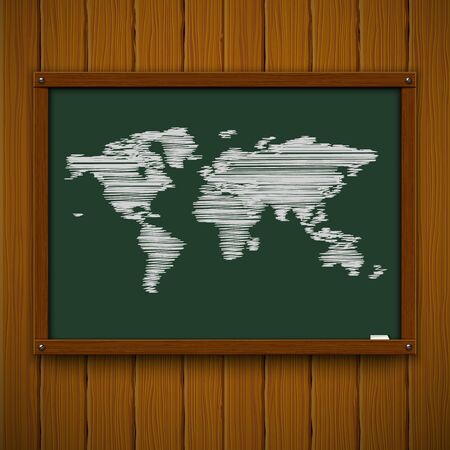 Wooden framework with world map  Vector illustration のイラスト素材