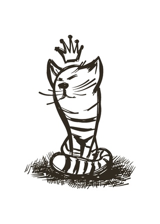 Cat with crown  vector illustration のイラスト素材