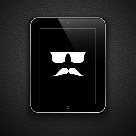 Abstract background with mustache and tablet pc のイラスト素材