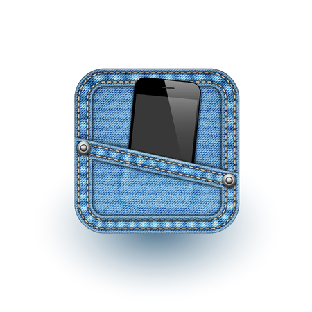 Jeans Texture with Mobile Phone. のイラスト素材