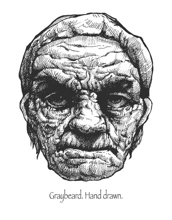 Greybeard. Hand drawn. のイラスト素材