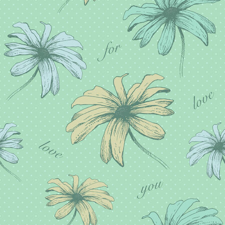 Vector floral seamless pattern . Hand drawn. のイラスト素材