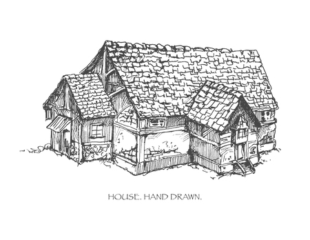 House. Hand drawn sketch illustration. のイラスト素材