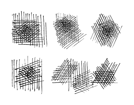 grunge crosshatching drawing textures set.のイラスト素材
