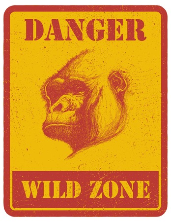 warning sign. danger signal with gorilla eye. eps8のイラスト素材