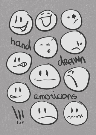 Set of  hand drawn emoticons .のイラスト素材