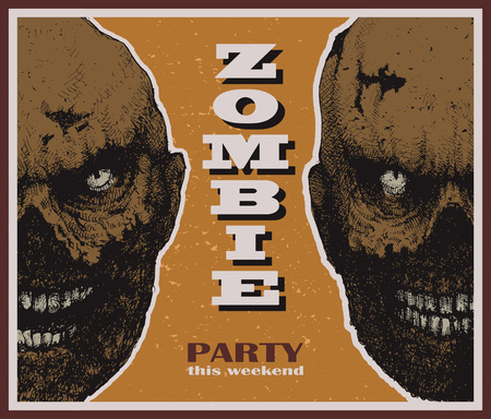 Vector Halloween zombie party banner. Vector illustration.のイラスト素材