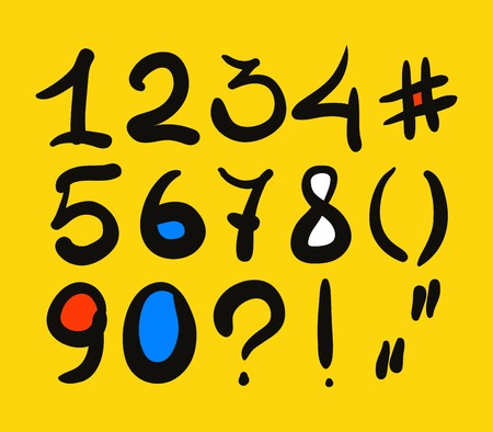 Hand drawn digits. Vector backgroundのイラスト素材