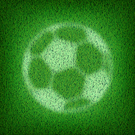 Soccer ball on green field vector illustration.のイラスト素材