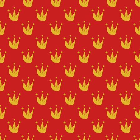 Hand drawn crown on red background seamless pattern.のイラスト素材