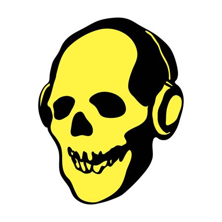 skull in earphones illustrationのイラスト素材