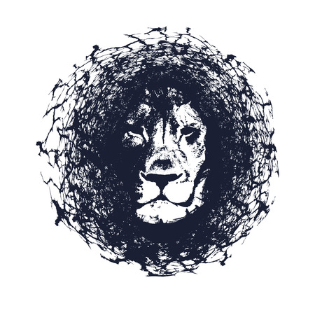 Lion. Vector illustration in grunge style. Element for your design.のイラスト素材