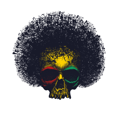 Skull reggae graphic design vector illustration.のイラスト素材