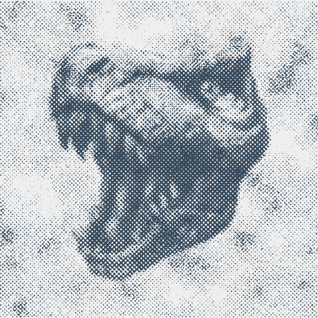 Trex Dinosaur Vector halftone background.のイラスト素材