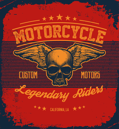 Vintage Road king t-shirt graphic with wings. Design of the vector typographic of t-shirts and for other uses. Vector illustration.のイラスト素材