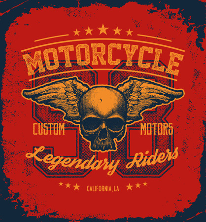 Vintage Road king t-shirt graphic with wings. Design of the vector typographic of t-shirts and for other uses. Vector illustration.のイラスト素材