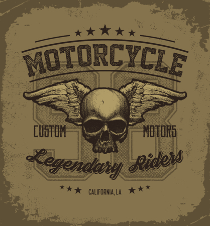 Vintage Road king t-shirt graphic with wings. Design of the vector typographic of t-shirts and for other uses. Vector illustration.のイラスト素材