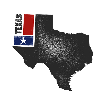 Texas vector map stamp. Retro distressed insignia with US state map. Hipster round rubber stamp with Texas state text banner, USA state map vector illustration.のイラスト素材