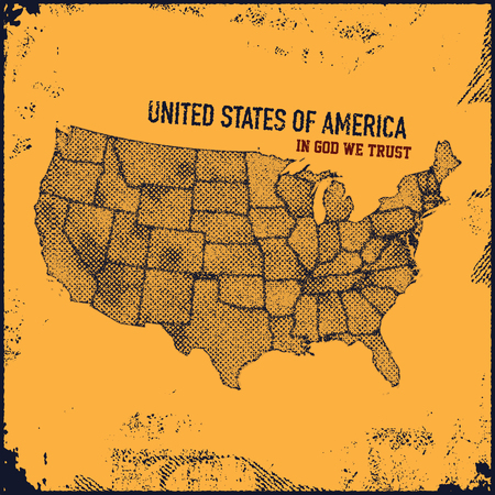 USA map grunge style vector illustration.のイラスト素材