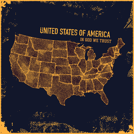 USA map grunge style vector illustration.のイラスト素材