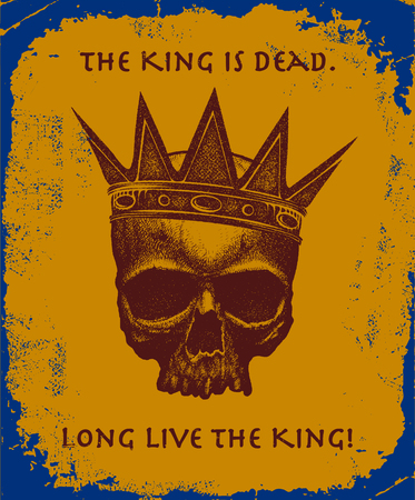 Hand drawn king skull wearing crown. Vector illustrationのイラスト素材