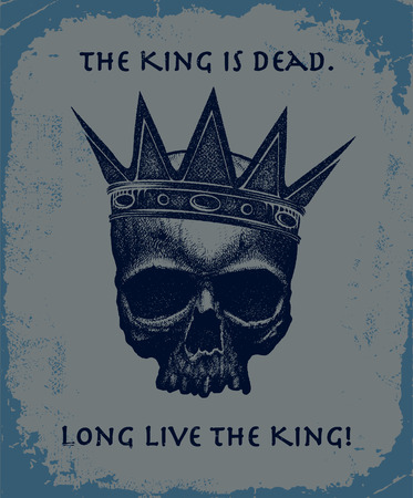 Hand drawn king skull wearing crown. Vector illustrationのイラスト素材