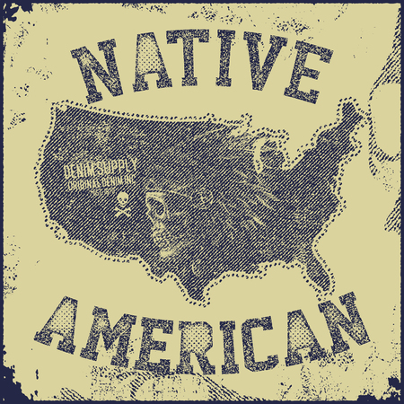skull indian chief hand drawing style vector illustrationのイラスト素材