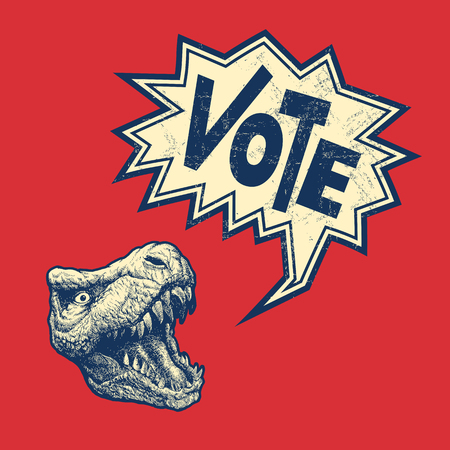 Vote Poster with T-rex head. vector illustrationのイラスト素材