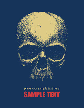Human skull. Hand drawn vector illustrationのイラスト素材