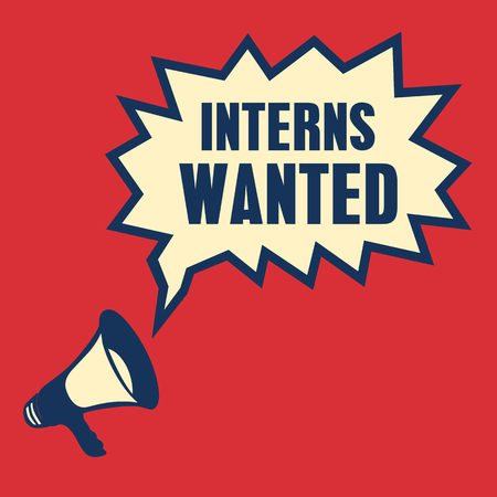 Megaphone, business concept with text Interns Wanted, vector illustrationのイラスト素材