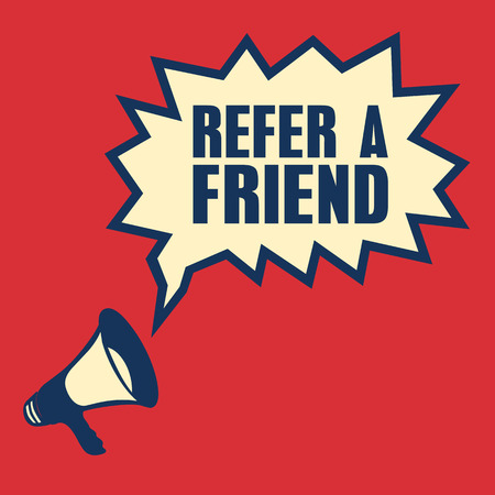 Megaphone, business concept with text Refer a Friend, vector illustrationのイラスト素材