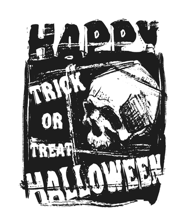 Happy Halloween Party Flyer with Skullのイラスト素材