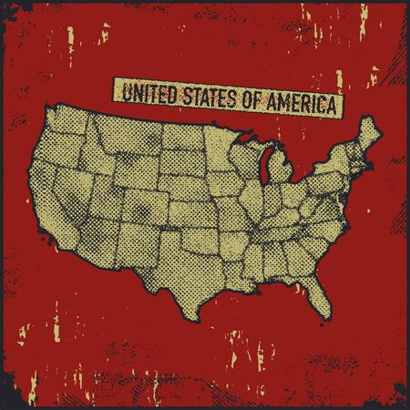 USA map grunge style vector illustration.のイラスト素材