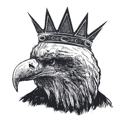 Detailed hand drawn eagle with a crown.のイラスト素材